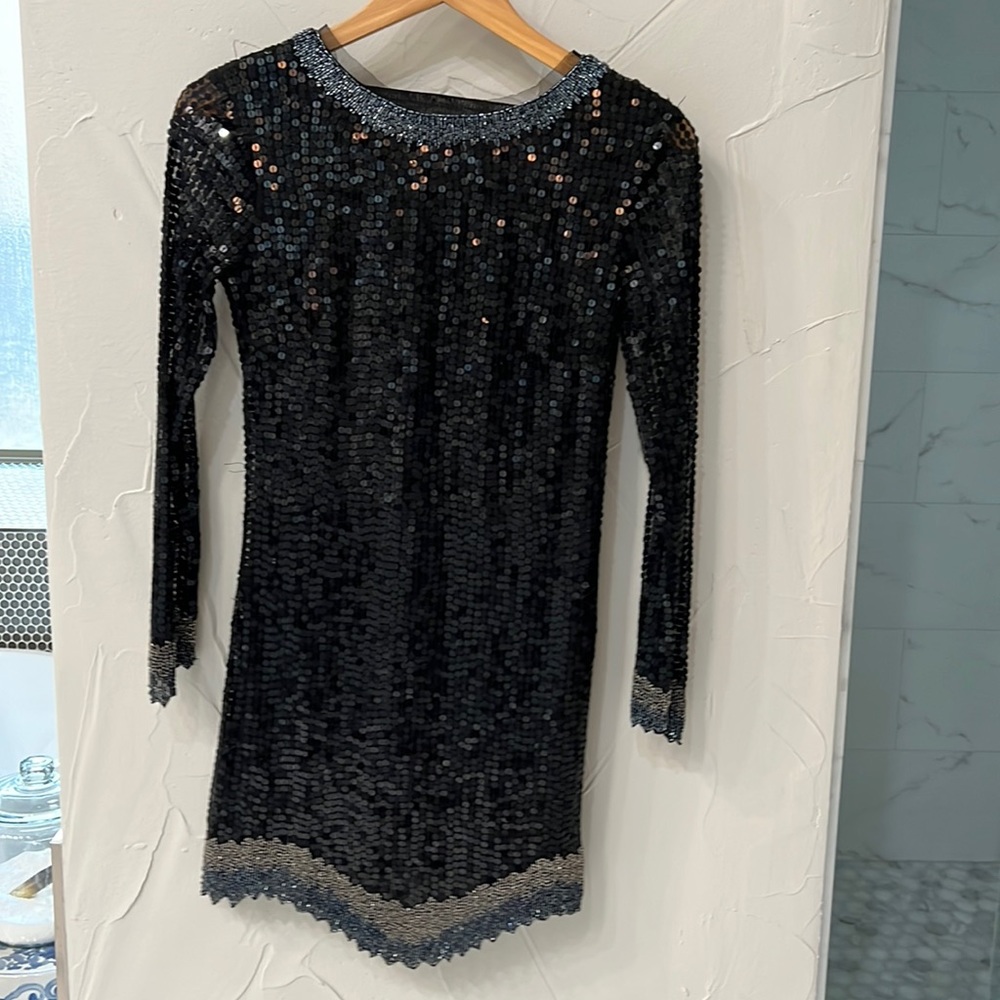 Black sequin mini dress